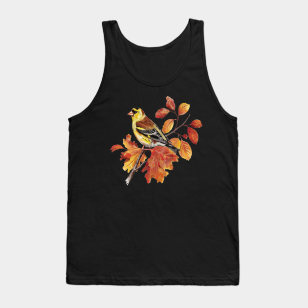 American Goldfinch with Fall Oak Leaves Tank Top by BirdsnStuff
