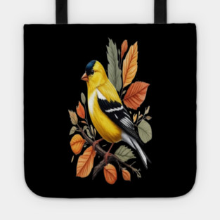 American Goldfinch Bird Autumn Leaves Nature Art Tote