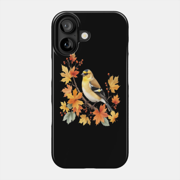 American Goldfinch Bird Maple Leaves Autumn Nature Phone Case by BirdsnStuff