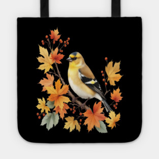 American Goldfinch Bird Maple Leaves Autumn Nature Tote