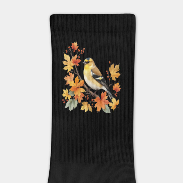 American Goldfinch Bird Maple Leaves Autumn Nature by BirdsnStuff