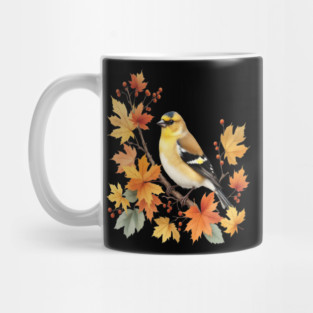 American Goldfinch Bird Maple Leaves Autumn Nature Mug
