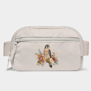 American Kestrel with Colorful Floral Arrangement Bag
