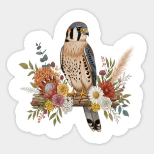 American Kestrel with Colorful Floral Arrangement Magnet