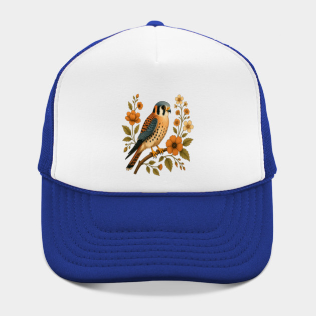 American Kestrel Bird Floral Autumn Nature Art by BirdsnStuff