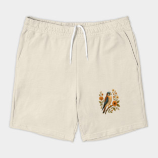 American Kestrel Bird Floral Autumn Nature Art Shorts