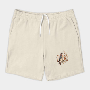 American Kestrel Bird With Vintage Wildflower Design Shorts