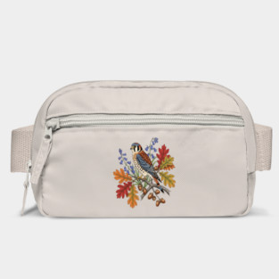 American Kestrel Bird With Autumn Leaves And Flowers Bag