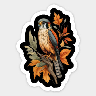 American Kestrel Bird with Autumn Leaves Nature Art Magnet