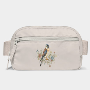 American Kestrel with Vintage Floral Accents Bag