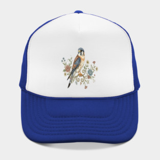 American Kestrel with Vintage Floral Accents Hat