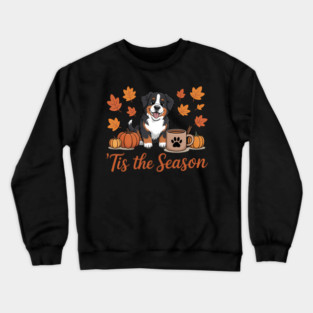 Tis The Season Bernese Mountain Dog Fall Pumpkin CoffeeTil Death Do Us Party Skeleton Halloween Bachelorette Crewneck Sweatshirt