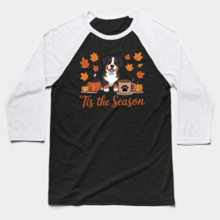 Tis The Season Bernese Mountain Dog Fall Pumpkin CoffeeTil Death Do Us Party Skeleton Halloween Bachelorette Baseball T-Shirt