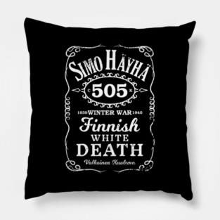 Simo Hayha Finnish Finland Suomi Sisu Whiskey Label Pillow