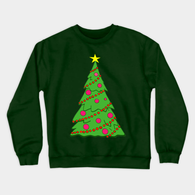 Festive Christmas Tree – Holiday Art with Star and Ornaments Crewneck Sweatshirt by DonWillisJrArt