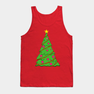Festive Christmas Tree – Holiday Art with Star and Ornaments Tank Top