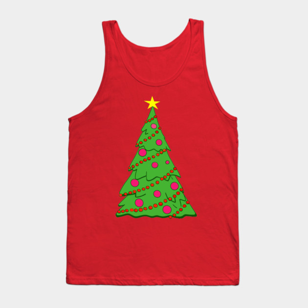 Festive Christmas Tree – Holiday Art with Star and Ornaments Tank Top by DonWillisJrArt
