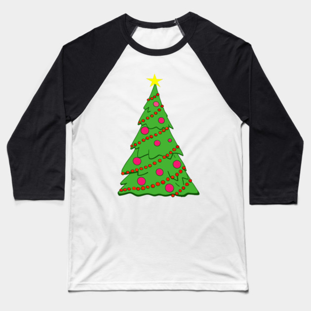 Festive Christmas Tree – Holiday Art with Star and Ornaments Baseball T-Shirt by DonWillisJrArt