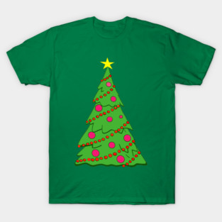 Festive Christmas Tree – Holiday Art with Star and Ornaments T-Shirt