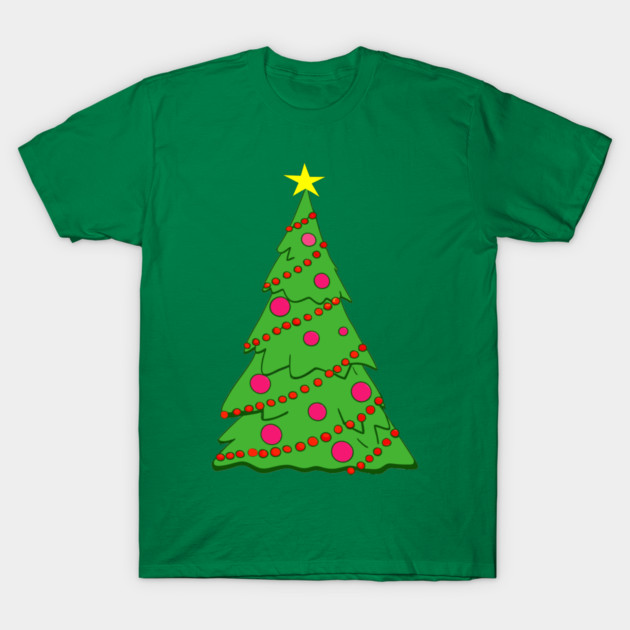 Festive Christmas Tree – Holiday Art with Star and Ornaments T-Shirt by DonWillisJrArt