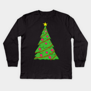 Festive Christmas Tree – Holiday Art with Star and Ornaments Kids Long Sleeve T-Shirt