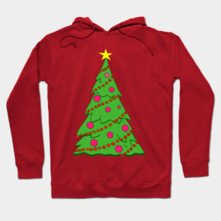 Festive Christmas Tree – Holiday Art with Star and Ornaments Hoodie
