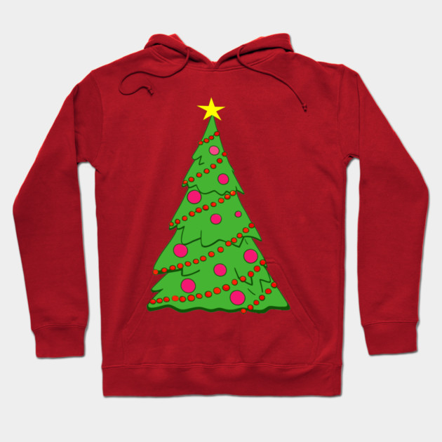 Festive Christmas Tree – Holiday Art with Star and Ornaments Hoodie by DonWillisJrArt