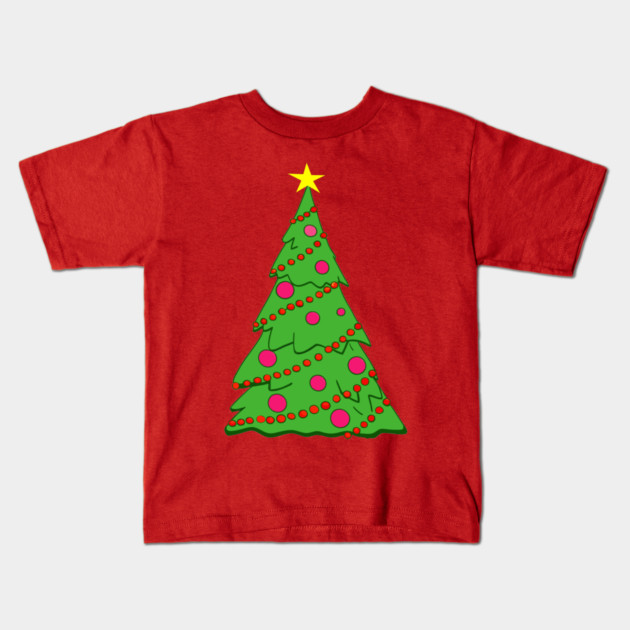 Festive Christmas Tree – Holiday Art with Star and Ornaments Kids T-Shirt by DonWillisJrArt