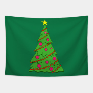 Festive Christmas Tree – Holiday Art with Star and Ornaments Tapestry