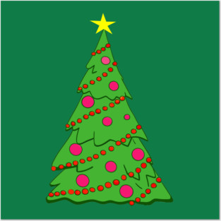 Festive Christmas Tree – Holiday Art with Star and Ornaments Posters and Art