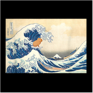 Wave Capybara Surfing Rodent Posters and Art