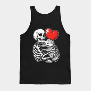 Skeleton Hugging Platypus Halloween Platypus Lover Platypus Mom Dad Happy Halloween Tank Top