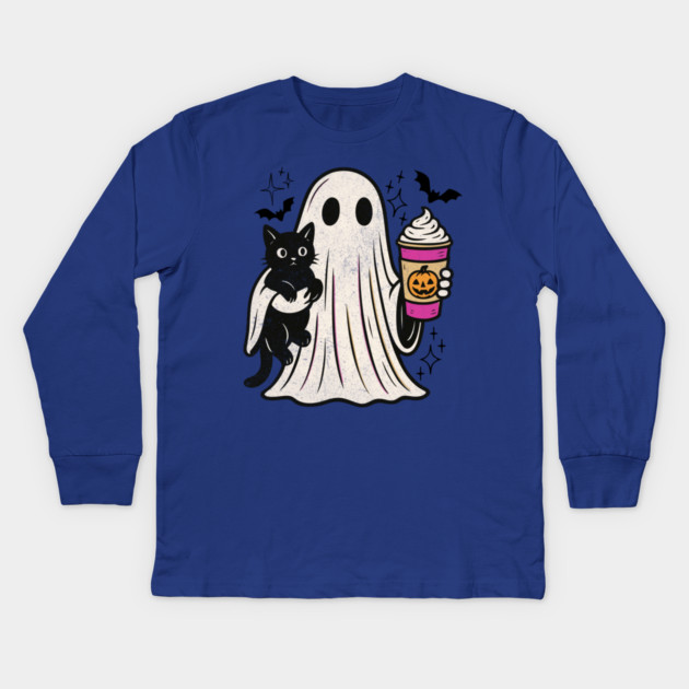 Pumpkin Spice Latte Ghost Halloween Kids Long Sleeve T-Shirt by The WYLD Tribe