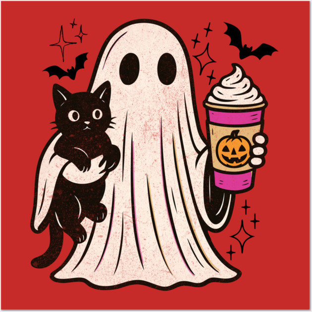 Pumpkin Spice Latte Ghost Halloween Wall Art by The WYLD Tribe