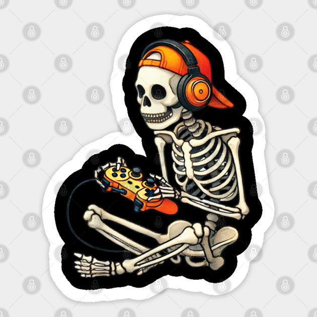Halloween Skeleton Gamer Video Gaming Sticker by DiffusArt