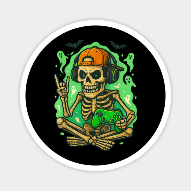 Halloween Skeleton Gamer Magnet by DiffusArt
