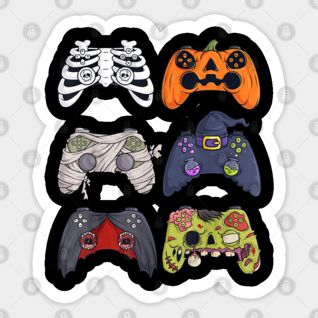 Halloween Skeleton Zombie Gaming Controllers Sticker by DiffusArt