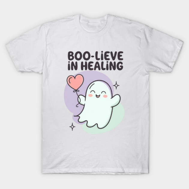 Boo-lieve in Healing – Pastel Ghost Mental Health Halloween T-Shirt by Fauzi's Store