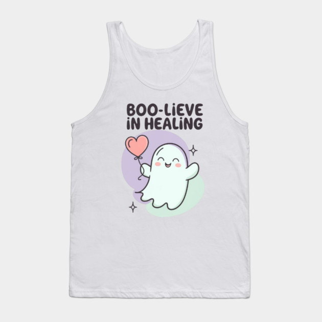 Boo-lieve in Healing – Pastel Ghost Mental Health Halloween Tank Top by Fauzi's Store