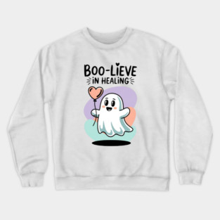 Boo-lieve in Healing – Happy Ghost Self Love Halloween Crewneck Sweatshirt
