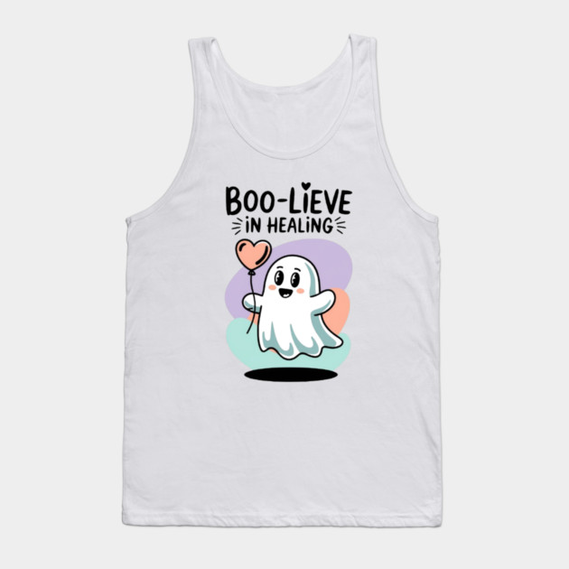 Boo-lieve in Healing – Happy Ghost Self Love Halloween Tank Top by Fauzi's Store