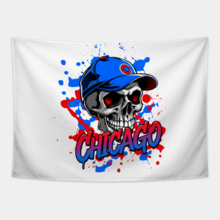 Chicago Cubs Skull Tapestry