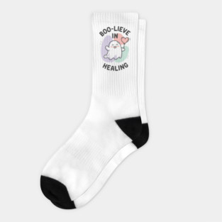 Boo-lieve in Healing – Minimalist Ghost Healing Halloween Socks