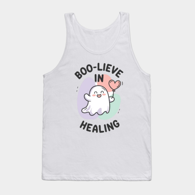 Boo-lieve in Healing – Minimalist Ghost Healing Halloween Tank Top by Fauzi's Store