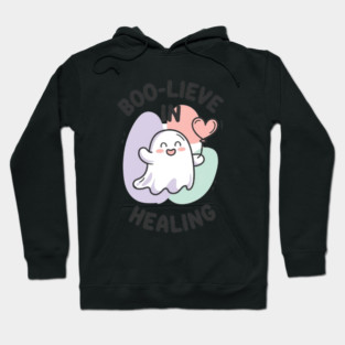 Boo-lieve in Healing – Minimalist Ghost Healing Halloween Hoodie