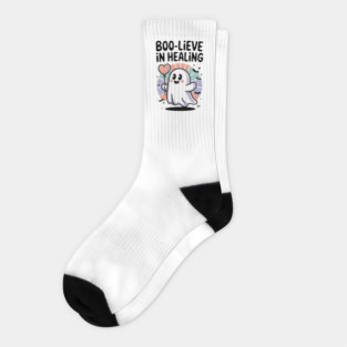 Boo-lieve in Healing – Cute Rainbow Ghost Self Care Halloween Socks