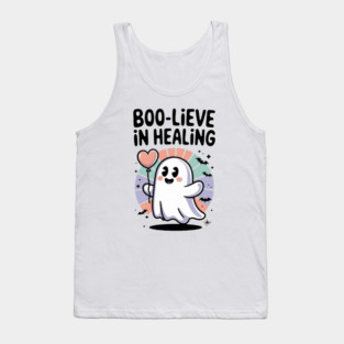 Boo-lieve in Healing – Cute Rainbow Ghost Self Care Halloween Tank Top