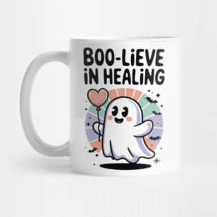 Boo-lieve in Healing – Cute Rainbow Ghost Self Care Halloween Mug