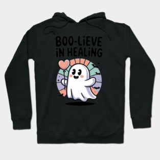 Boo-lieve in Healing – Cute Rainbow Ghost Self Care Halloween Hoodie
