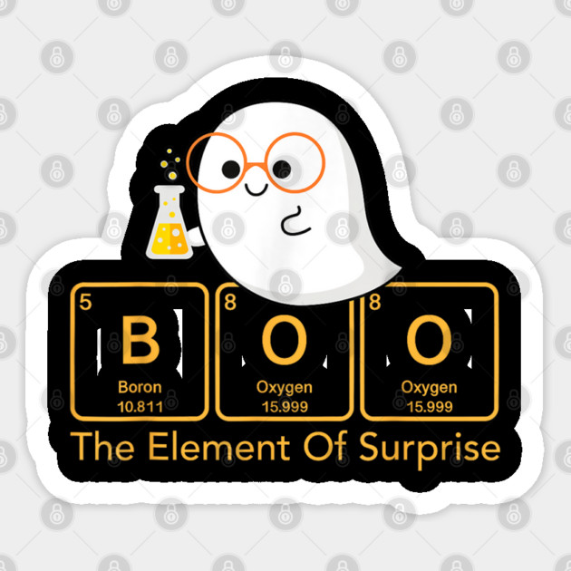 Chemistry Boo The Element Of Surprise Cute Chemist Halloween Sticker by DiffusArt
